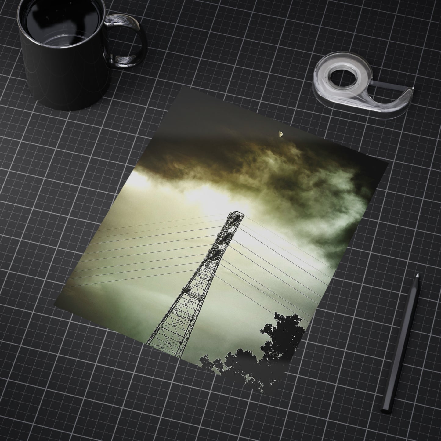 The Moon and the Tower Paper Print