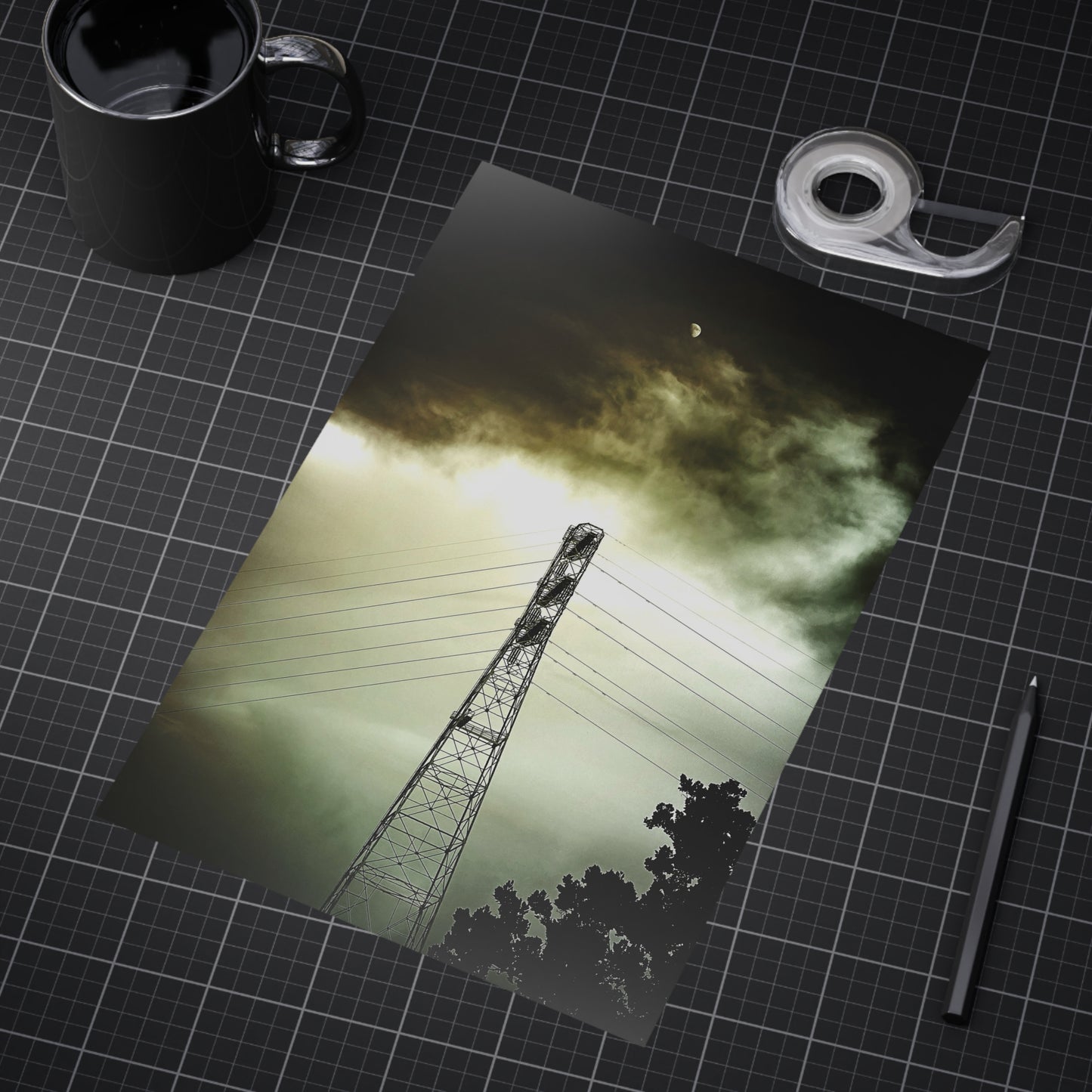 The Moon and the Tower Paper Print
