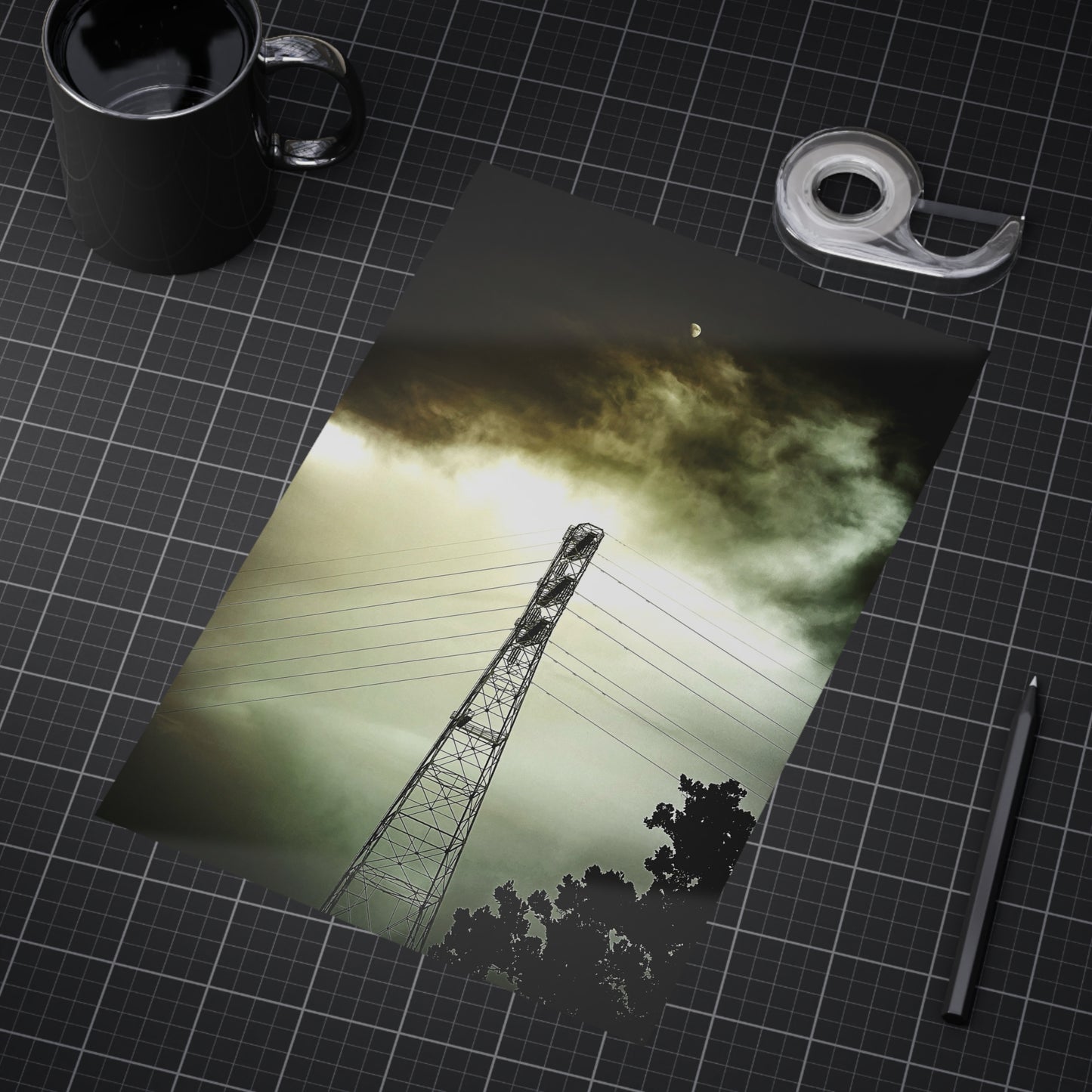 The Moon and the Tower Paper Print